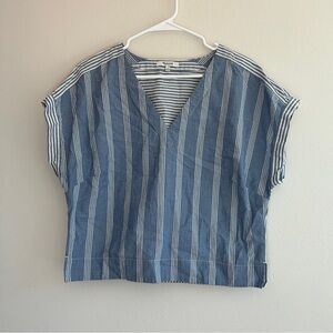 Madewell Crinkle Cotton Boxy Top in Mixed Stripe Size Medium